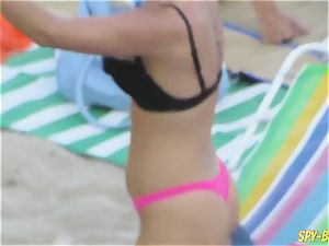 pinkish bathing suit fledgling bare-chested spycam Beach women